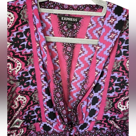 Express Casual Boho Butterfly Sleeve Keyhole Breast with long Tie Size Large - Picture 4 of 8